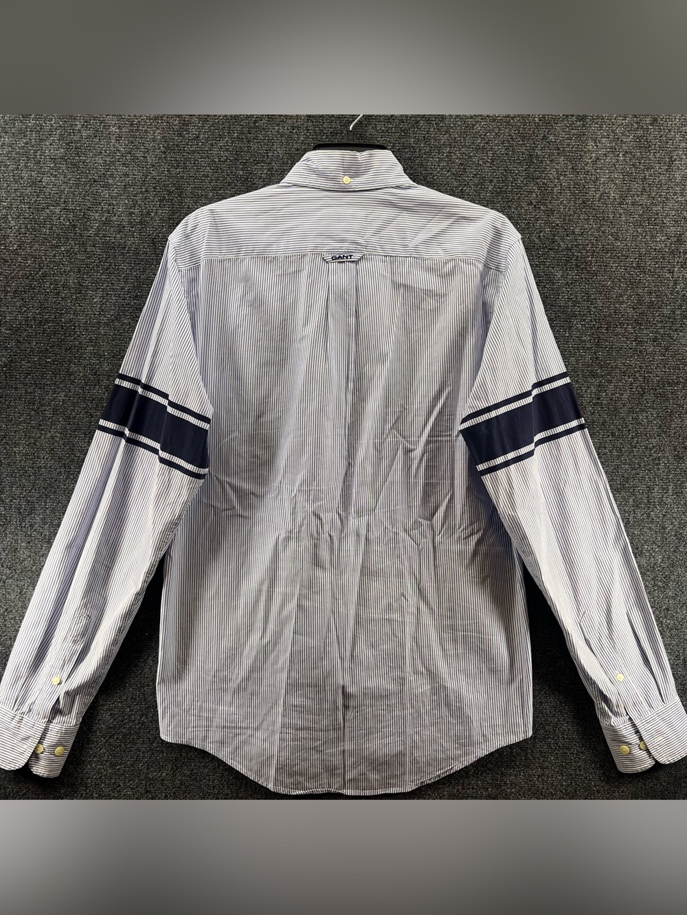 Gant Oxford Button Down L/S Shirt Medium Blue/White Stripe Armband Preppy Career - Picture 10 of 12